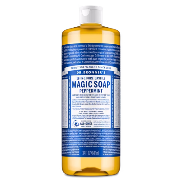 Dr. Bronner's Magic Soap for face, body, wash, and hands